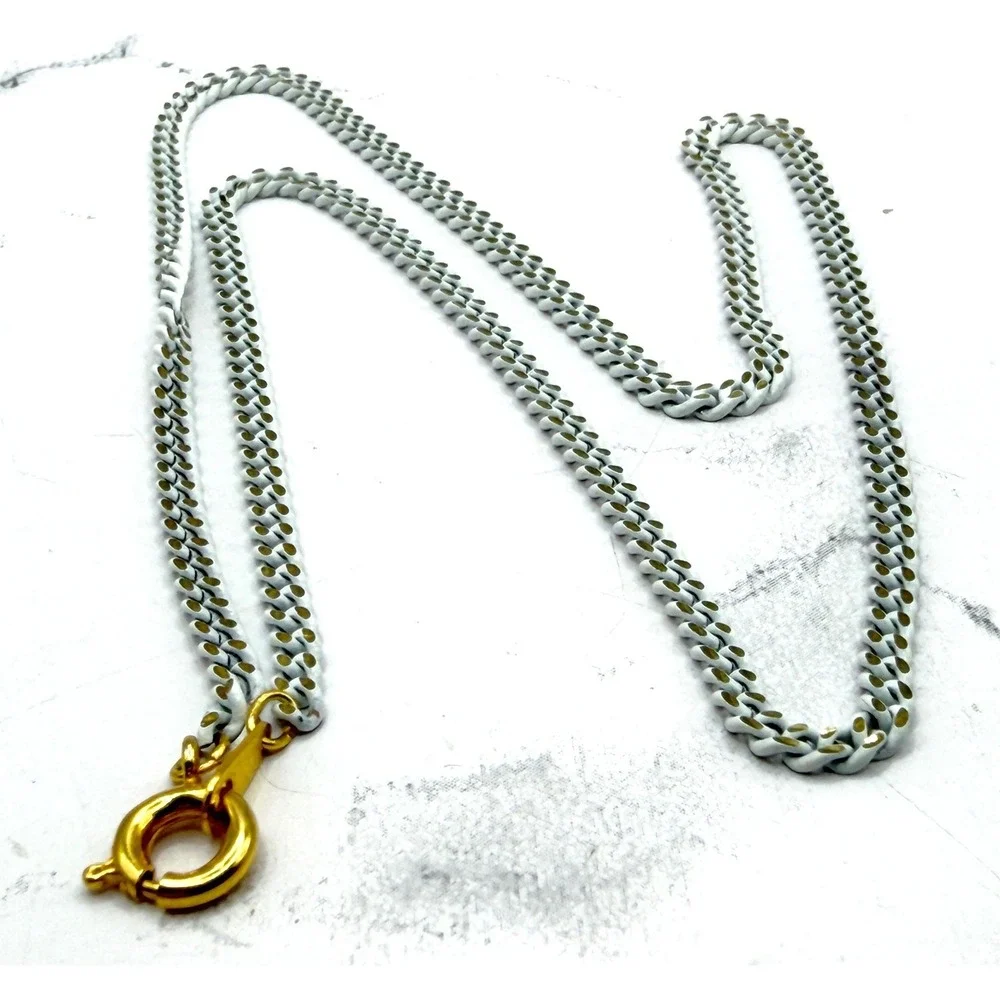 Signed‎ Japan White Chain Gold Accents Necklace 18